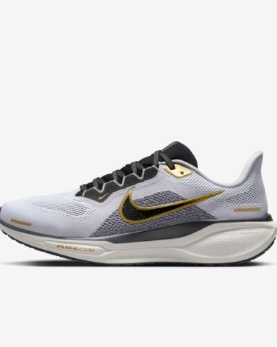 Nike Air Zoom Pegasus 41 Sneakers In White, Metallic Gold, Grey And Black