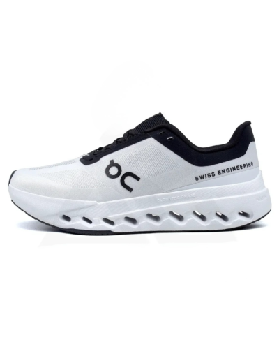 On Cloud Surfer Next Running Sneakers In Glacier White And Black