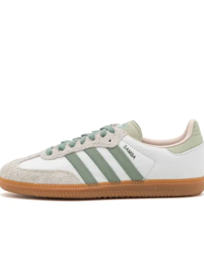 Adidas Samba OG Sneakers In White, Silver Green And Putty Mauve