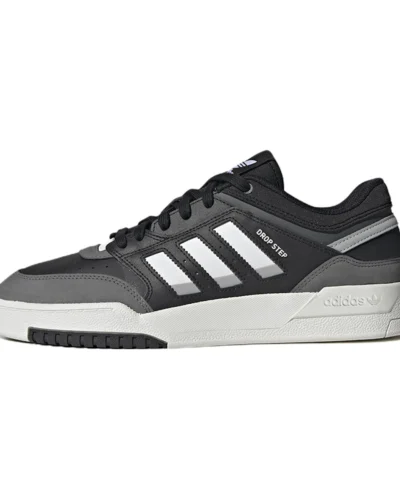 Adidas Originals Drop Step Low Sneakers In Black, Dark Gray, And White