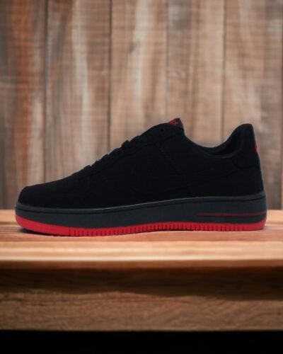 Nike Air Force 1 Low VT Premium Sneakers In Black Suede And Red